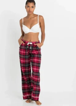 Discount Gewebte Pyjamahose aus Flanell Damen Wäsche·Nachtwäsche|Nachtwäsche