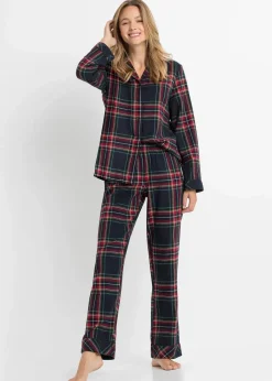 Gewebter Flanell Pyjama Damen Wäsche·Nachtwäsche|Nachtwäsche