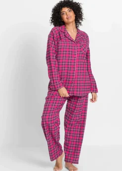 Damen bonprix Wäsche·Nachtwäsche|Nachtwäsche|Gewebter Flanell Pyjama