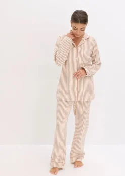 Damen bonprix Nachtwäsche|Wäsche·Nachtwäsche|Gewebter Flanell Pyjama mit Geschenktasche