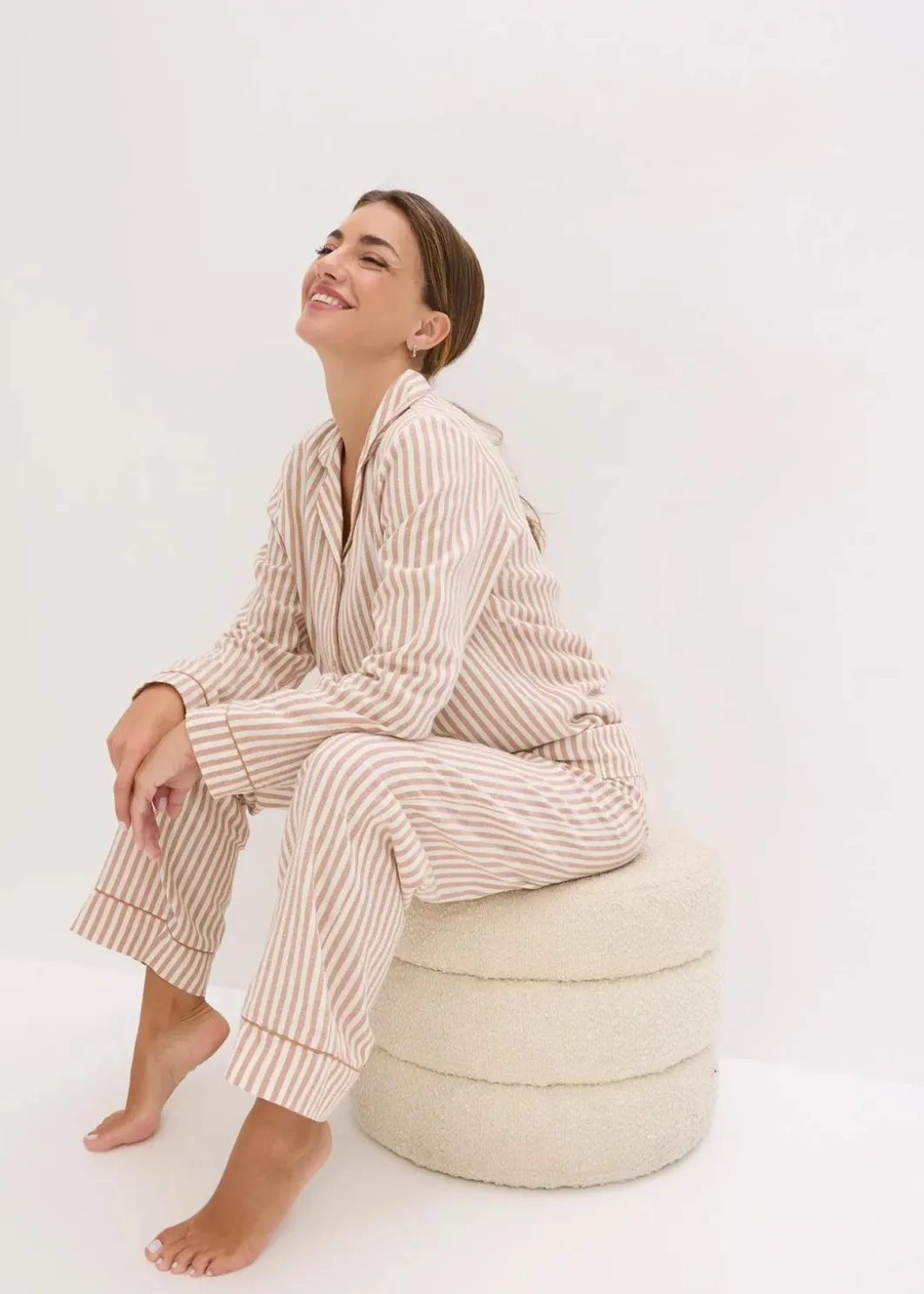 Damen bonprix Nachtwäsche|Wäsche·Nachtwäsche|Gewebter Flanell Pyjama mit Geschenktasche