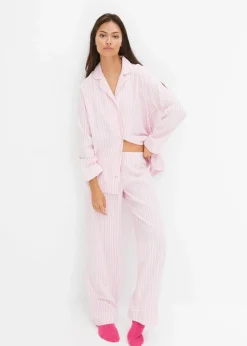 Damen bonprix Wäsche·Nachtwäsche|Nachtwäsche|Gewebter Flanell Pyjama mit Geschenktasche