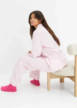 Damen bonprix Wäsche·Nachtwäsche|Nachtwäsche|Gewebter Flanell Pyjama mit Geschenktasche