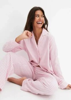 Damen bonprix Wäsche·Nachtwäsche|Nachtwäsche|Gewebter Flanell Pyjama mit Geschenktasche