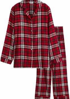 Online Gewebter Pyjama aus Flanell Damen Wäsche·Nachtwäsche|Nachtwäsche