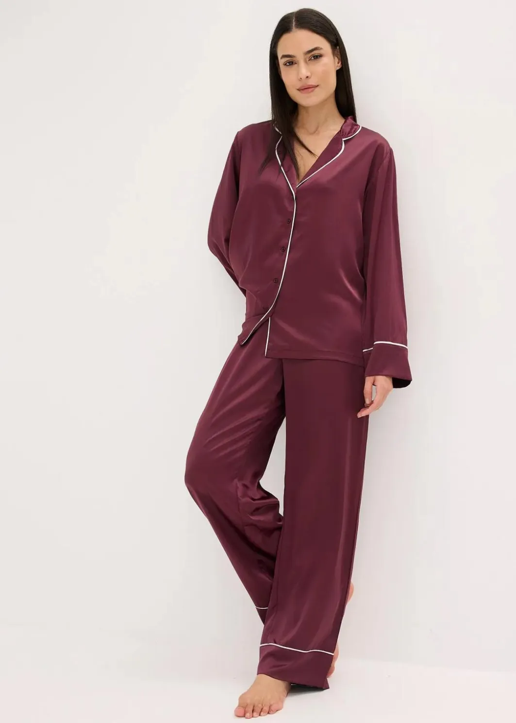 Sale Gewebter Pyjama aus glänzendem Satin Damen Wäsche·Nachtwäsche|Nachtwäsche