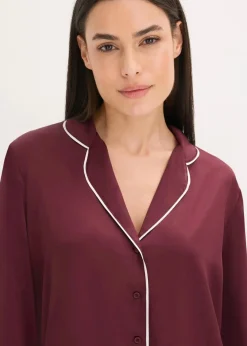 Sale Gewebter Pyjama aus glänzendem Satin Damen Wäsche·Nachtwäsche|Nachtwäsche