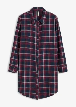 Outlet Gewebtes Nachthemd aus Flanell mit Knopfleiste Damen Wäsche·Nachtwäsche|Nachtwäsche