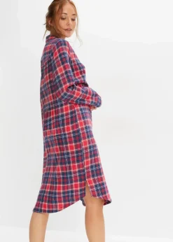 Online Gewebtes Nachthemd aus Flanell mit Knopfleiste Damen Wäsche·Nachtwäsche|Nachtwäsche