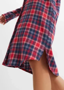 Online Gewebtes Nachthemd aus Flanell mit Knopfleiste Damen Wäsche·Nachtwäsche|Nachtwäsche