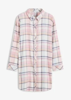 Damen bonprix Wäsche·Nachtwäsche|Nachtwäsche|Gewebtes Nachthemd aus Flanell mit Knopfleiste