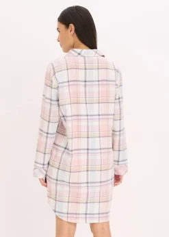 Damen bonprix Wäsche·Nachtwäsche|Nachtwäsche|Gewebtes Nachthemd aus Flanell mit Knopfleiste