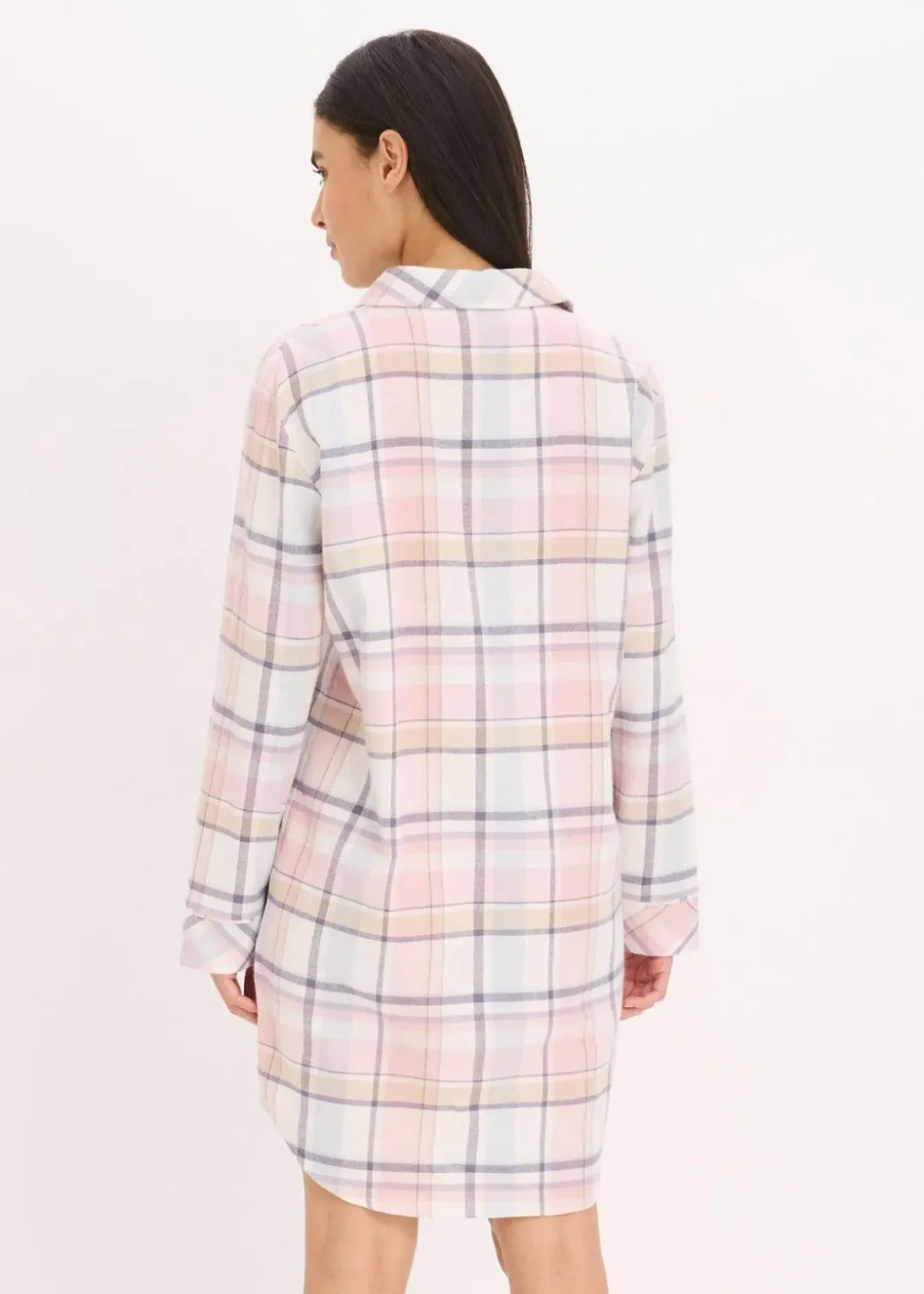 Damen bonprix Wäsche·Nachtwäsche|Nachtwäsche|Gewebtes Nachthemd aus Flanell mit Knopfleiste