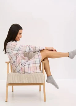 Damen bonprix Wäsche·Nachtwäsche|Nachtwäsche|Gewebtes Nachthemd aus Flanell mit Knopfleiste