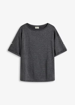 Sale Glitzer Viskose-Shirt mit Glanzdruck Damen Shirts & Tops