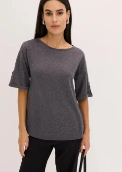 Sale Glitzer Viskose-Shirt mit Glanzdruck Damen Shirts & Tops