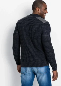 Herren bonprix Große Größen|Pullover & Strickjacken|Grobstrick Troyer Pullover mit Web-Besatz