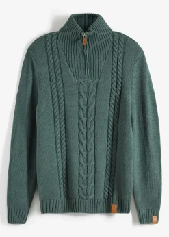 Hot Grobstrick Troyer Pullover mit Zopfmuster Herren Große Größen|Basics