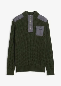 New Grobstrick Troyer Pullover mit Web-Besatz Herren Pullover & Strickjacken|Große Größen