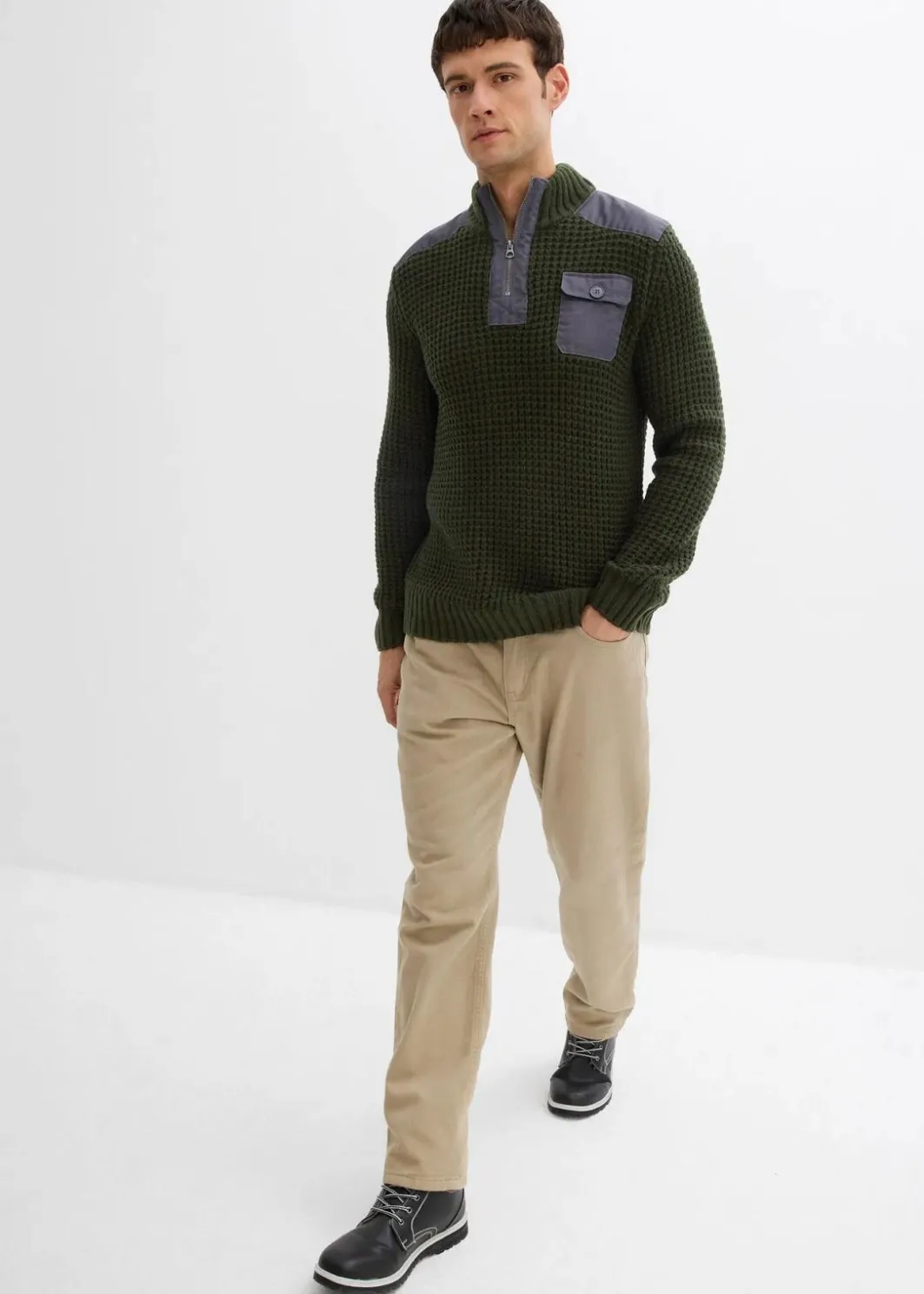 New Grobstrick Troyer Pullover mit Web-Besatz Herren Pullover & Strickjacken|Große Größen