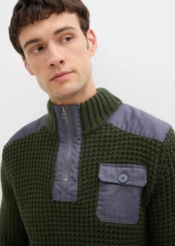 New Grobstrick Troyer Pullover mit Web-Besatz Herren Pullover & Strickjacken|Große Größen