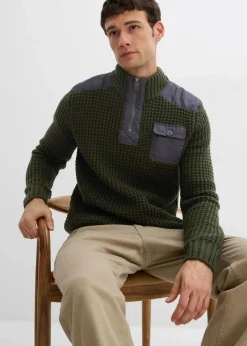 New Grobstrick Troyer Pullover mit Web-Besatz Herren Pullover & Strickjacken|Große Größen