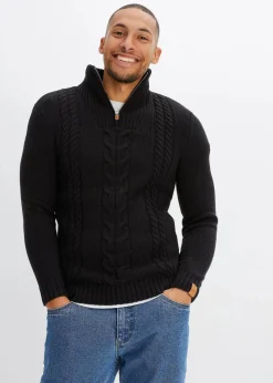 Herren bonprix Pullover & Strickjacken|Basics|Grobstrick Troyer Pullover mit Zopfmuster