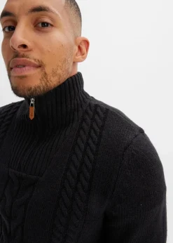 Herren bonprix Pullover & Strickjacken|Basics|Grobstrick Troyer Pullover mit Zopfmuster