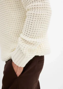 Herren bonprix Pullover & Strickjacken|Große Größen|Grobstrick Troyer Pullover mit Web-Besatz