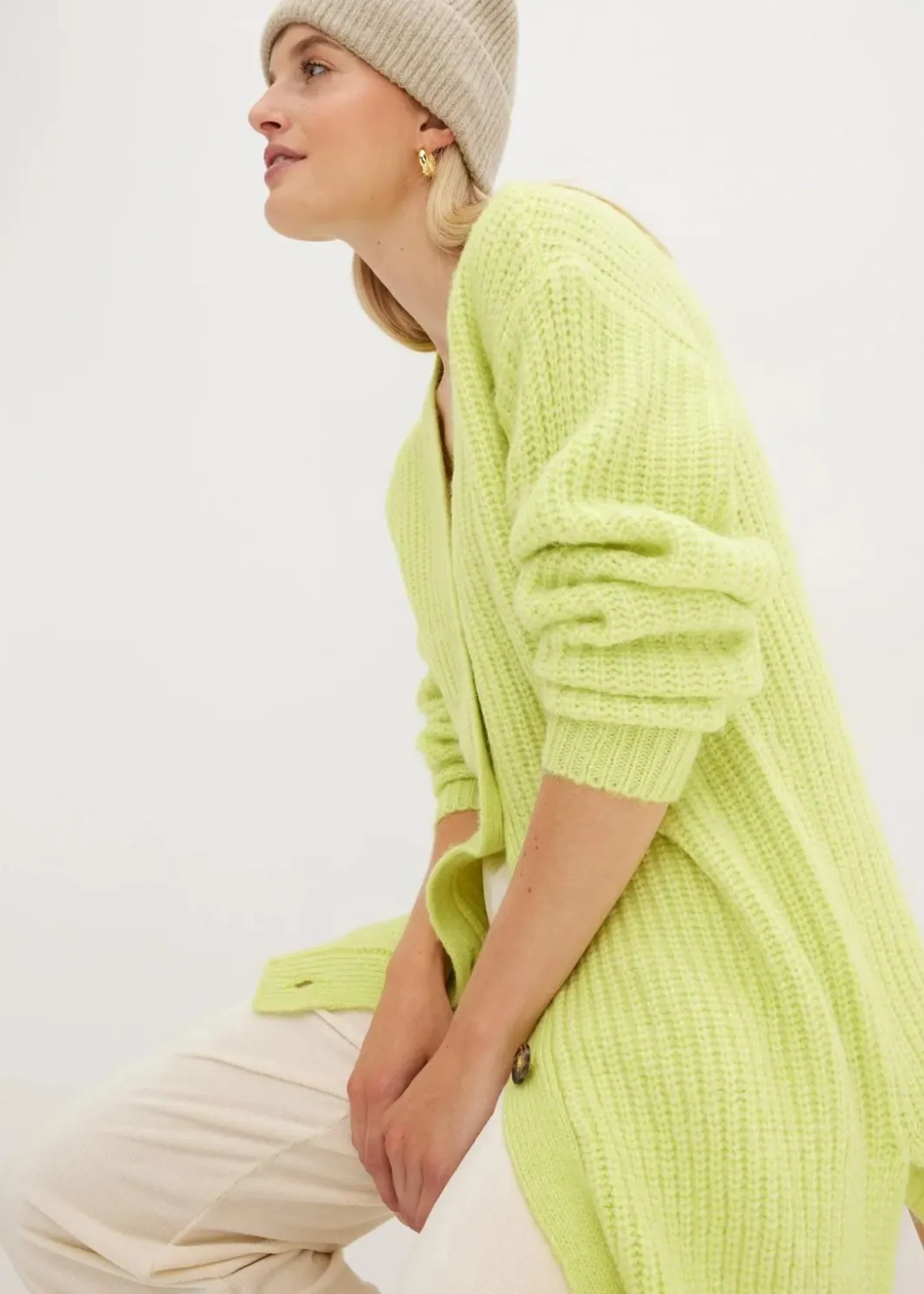 Damen bonprix Bekleidung·Jeans|Pullover & Strickjacken|Grobstrickjacke aus weichem Wollmix