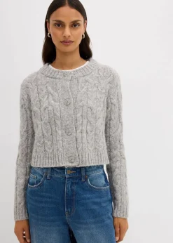 Outlet Grobstrickjacke aus weichem Woll-Mix Damen Strickmode|Pullover & Strickjacken