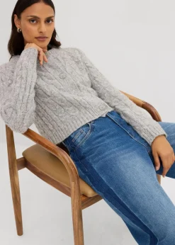 Outlet Grobstrickjacke aus weichem Woll-Mix Damen Strickmode|Pullover & Strickjacken