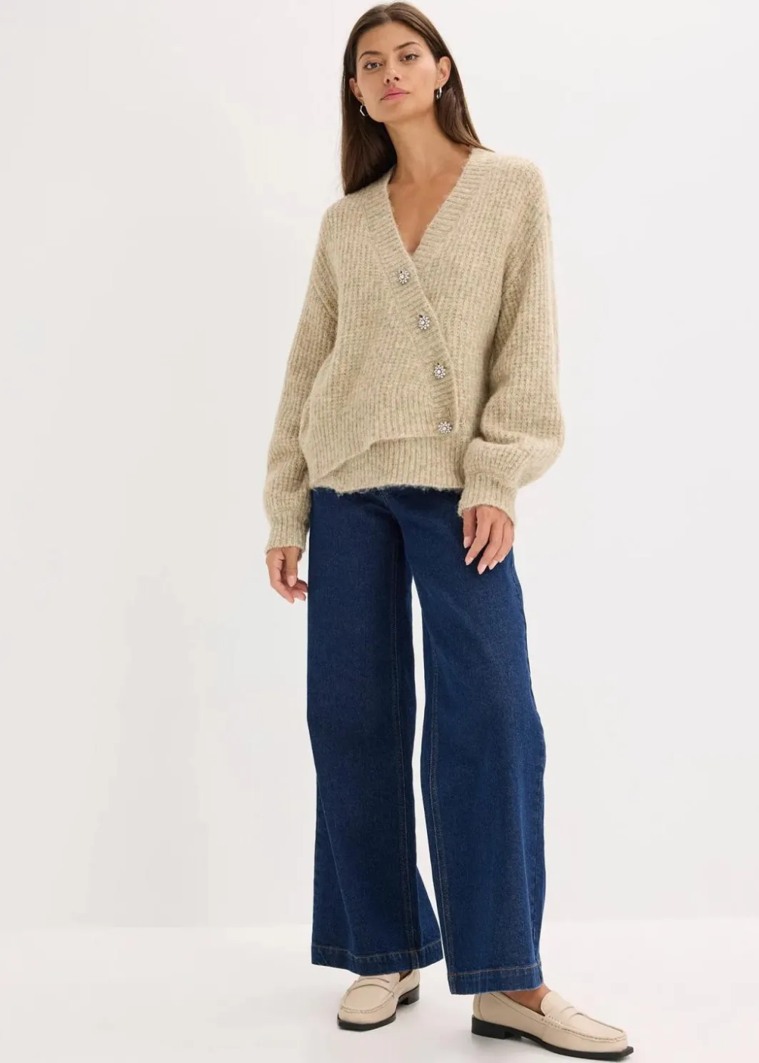 Sale Grobstrickjacke aus weichem Wollmix Damen Bekleidung·Umstandsmode|Bekleidung·Jeans