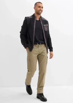 Herren bonprix Große Größen|Pullover & Strickjacken|Grobstrickjacke in Waffelstruktur mit praktischer Brusttasche
