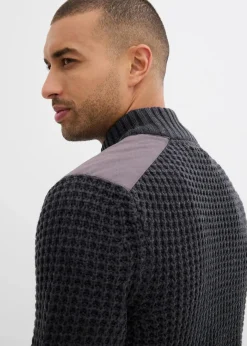 Herren bonprix Große Größen|Pullover & Strickjacken|Grobstrickjacke in Waffelstruktur mit praktischer Brusttasche