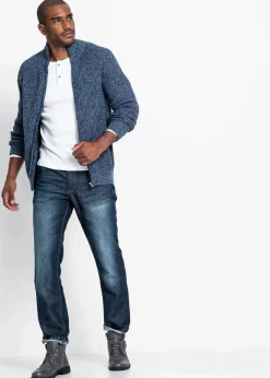 Herren bonprix Große Größen|Pullover & Strickjacken|Grobstrickjacke mit Rippstruktur aus weichem Baumwollmix