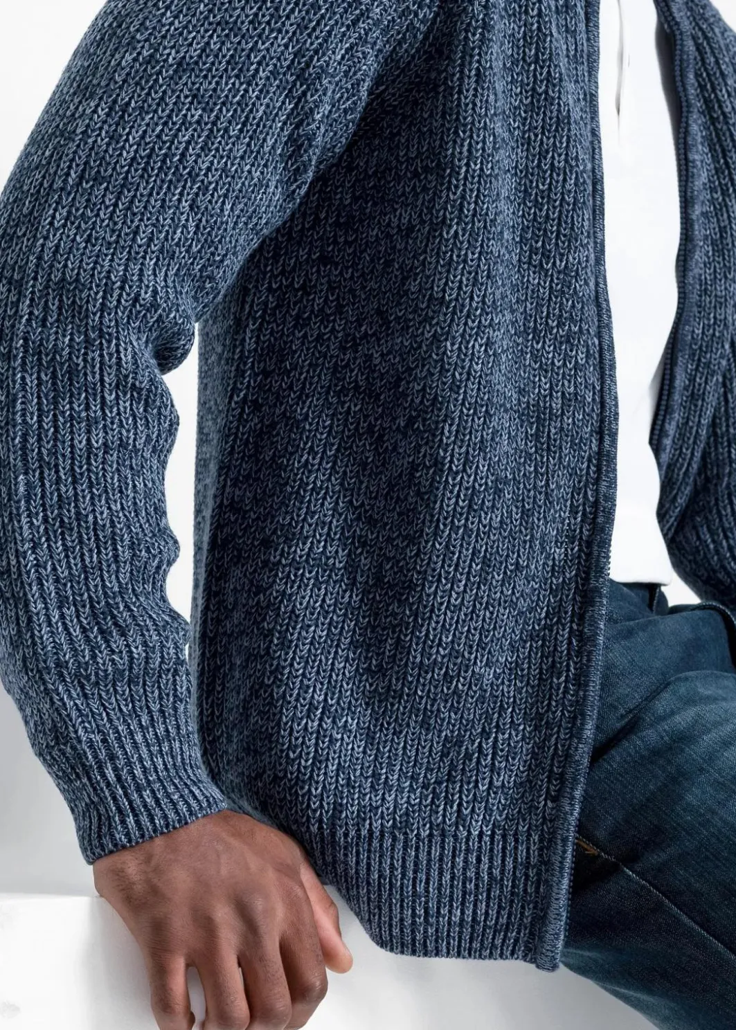 Herren bonprix Große Größen|Pullover & Strickjacken|Grobstrickjacke mit Rippstruktur aus weichem Baumwollmix