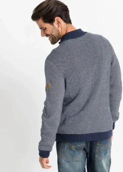 Herren bonprix Große Größen|Pullover & Strickjacken|Grobstrickjacke mit Stehkragen aus reiner Baumwolle