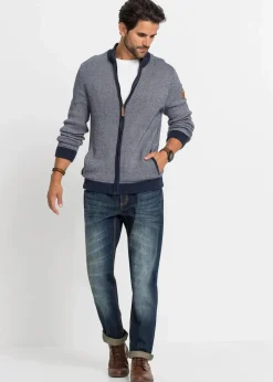 Herren bonprix Große Größen|Pullover & Strickjacken|Grobstrickjacke mit Stehkragen aus reiner Baumwolle