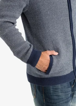 Herren bonprix Große Größen|Pullover & Strickjacken|Grobstrickjacke mit Stehkragen aus reiner Baumwolle