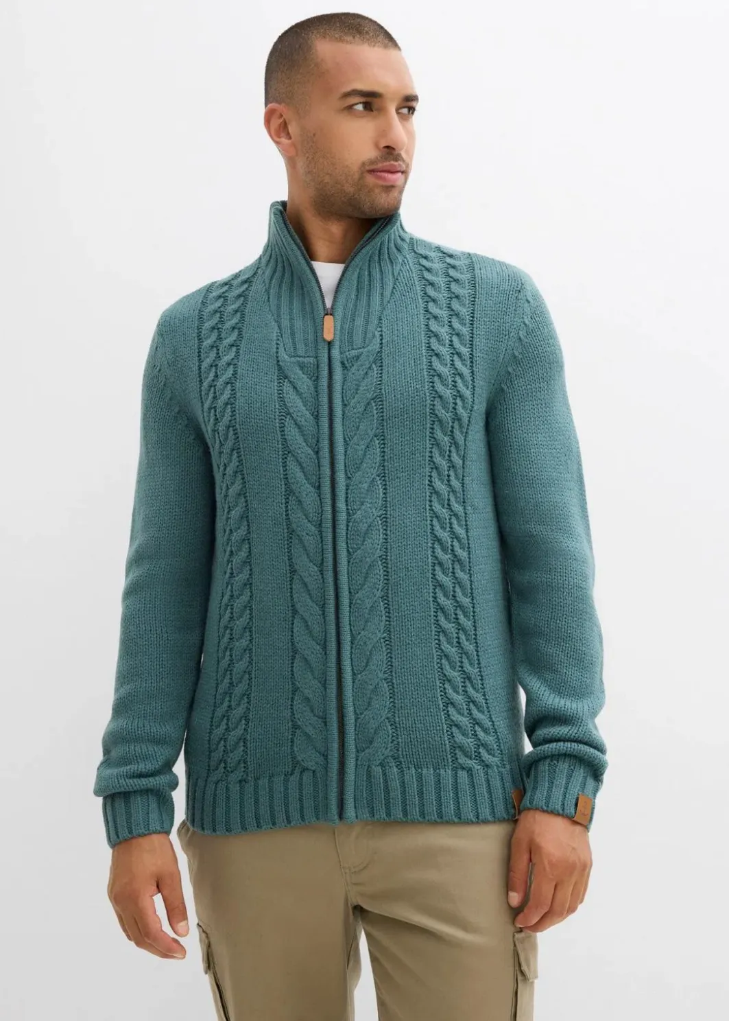 Outlet Grobstrickjacke mit Zopfmuster Herren Große Größen|Pullover & Strickjacken