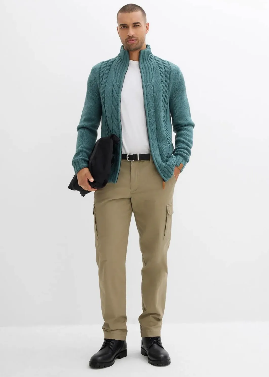 Outlet Grobstrickjacke mit Zopfmuster Herren Große Größen|Pullover & Strickjacken
