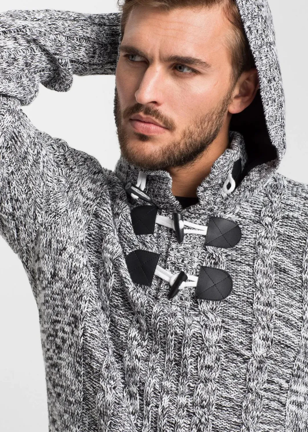 Clearance Grobstrick-Kapuzenpullover mit Baumwolle Herren Pullover & Strickjacken|Große Größen