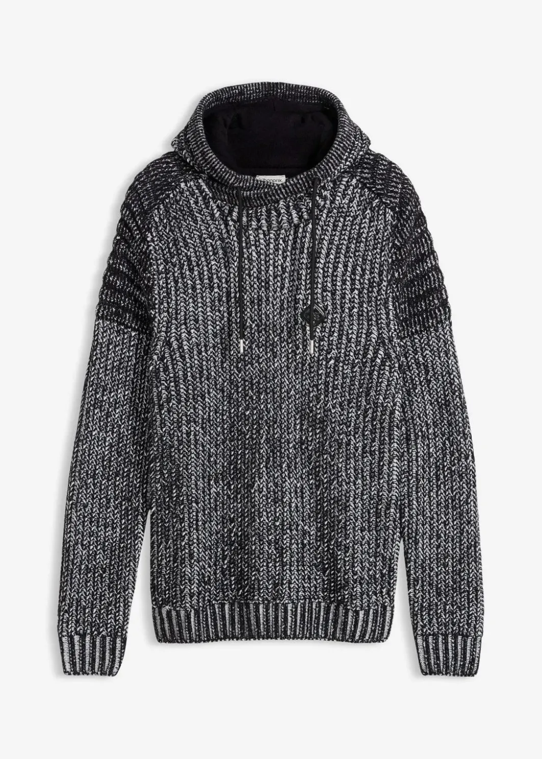 Outlet Grobstrick-Kapuzenpullover mit Bikerdetails Herren Große Größen|Pullover & Strickjacken
