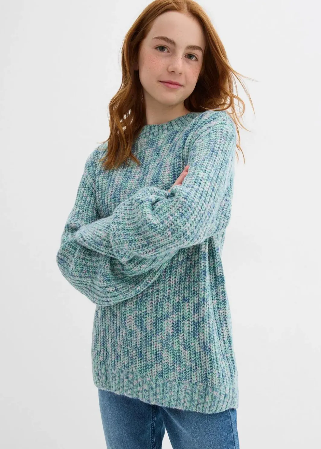 Kinder bonprix Mädchen 9-16 Jahre·Sweat & Strick|Grobstrick-Pullover
