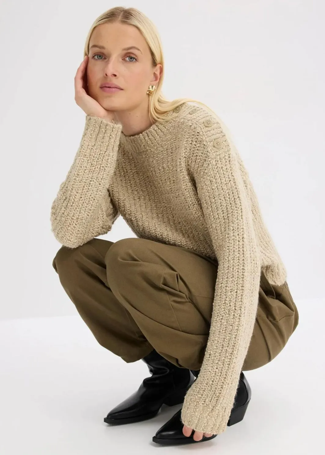Damen bonprix Bekleidung·Umstandsmode|Bekleidung·Jeans|Grobstrick-Pullover