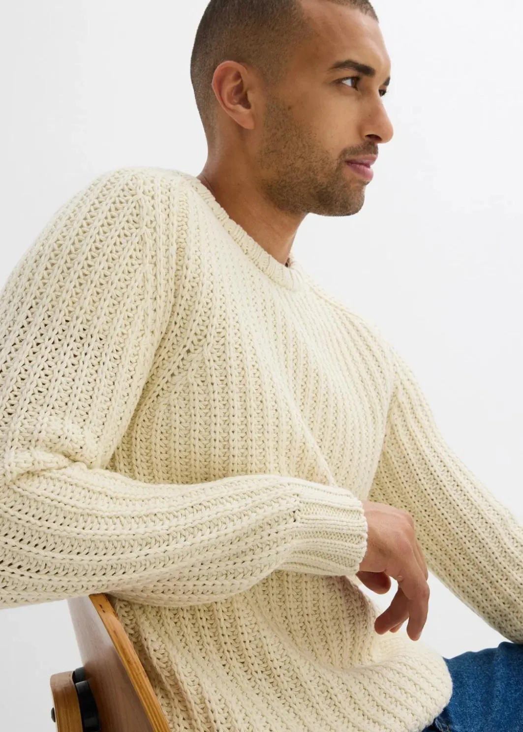 Herren bonprix Große Größen|Pullover & Strickjacken|Grobstrick-Pullover aus weichem Baumwollmix