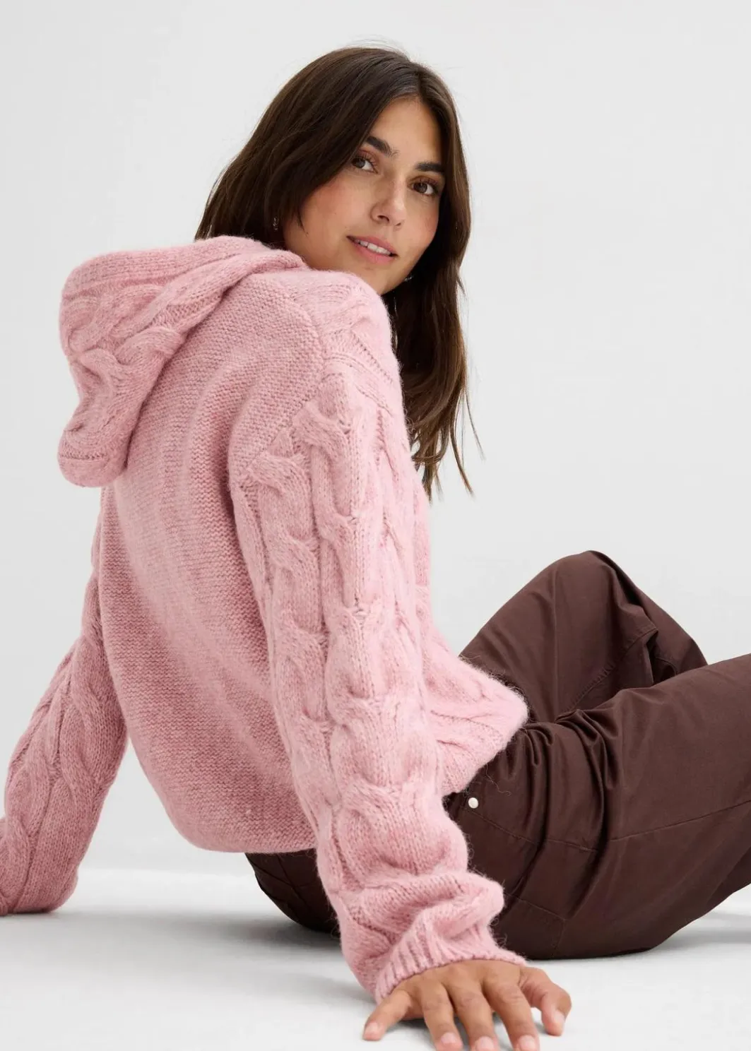 Damen bonprix Strickmode|Pullover & Strickjacken|Grobstrick-Pullover aus weichem Woll-Mix