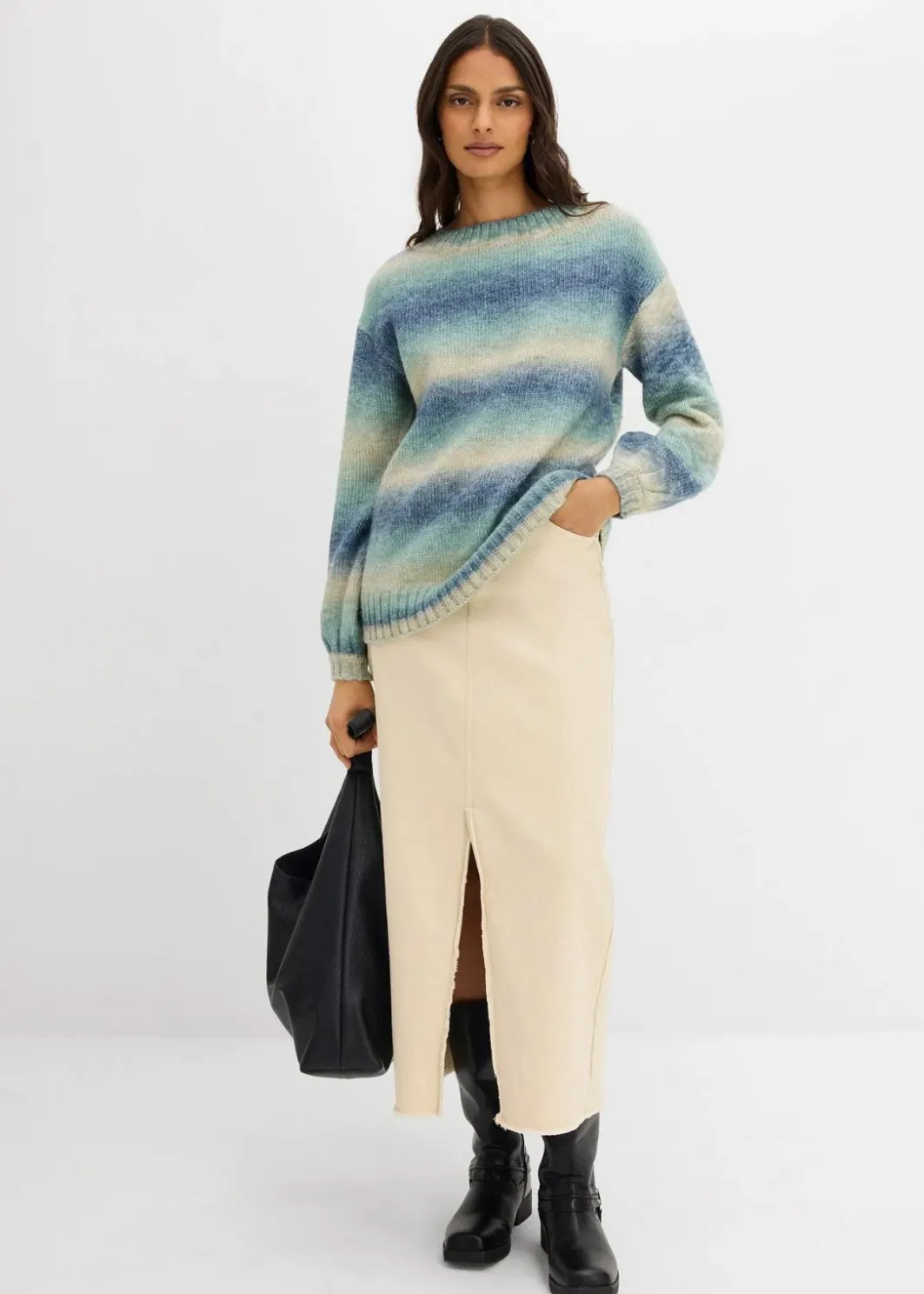 Damen bonprix Strickmode|Pullover & Strickjacken|Grobstrick-Pullover aus weichem Woll-Mix