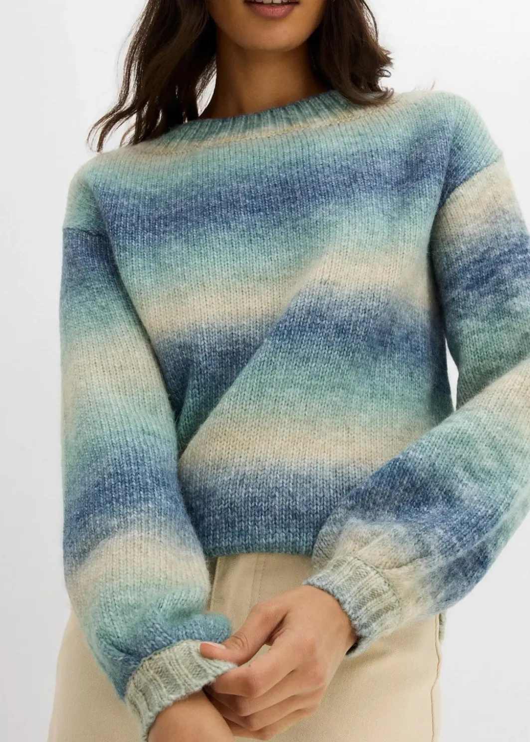 Damen bonprix Strickmode|Pullover & Strickjacken|Grobstrick-Pullover aus weichem Woll-Mix